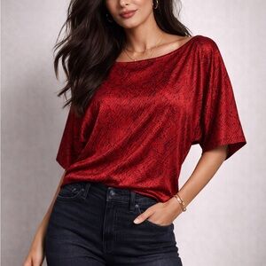 Chico's Vibrant Red Blouse Size 1 Chicos sizing (equivalent to woman’s 8)